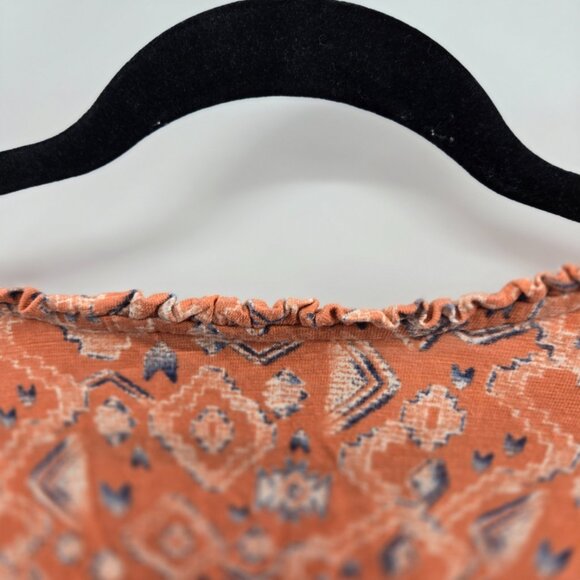 Canyon Retreat Orange Blue Southwest Design Short-Sleeved Top Size 2X - Picture 3 of 8